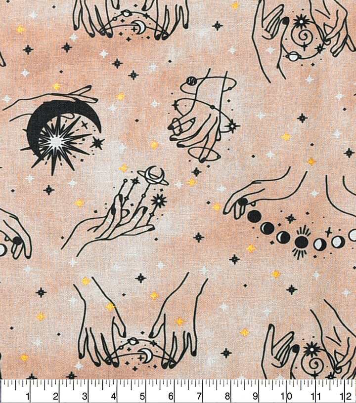 Mystical Rose Gold Novelty Metallic Cotton Fabric - Image 2