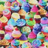 Hi Fashion Multicolor Cupcakes Novelty Cotton Fabric