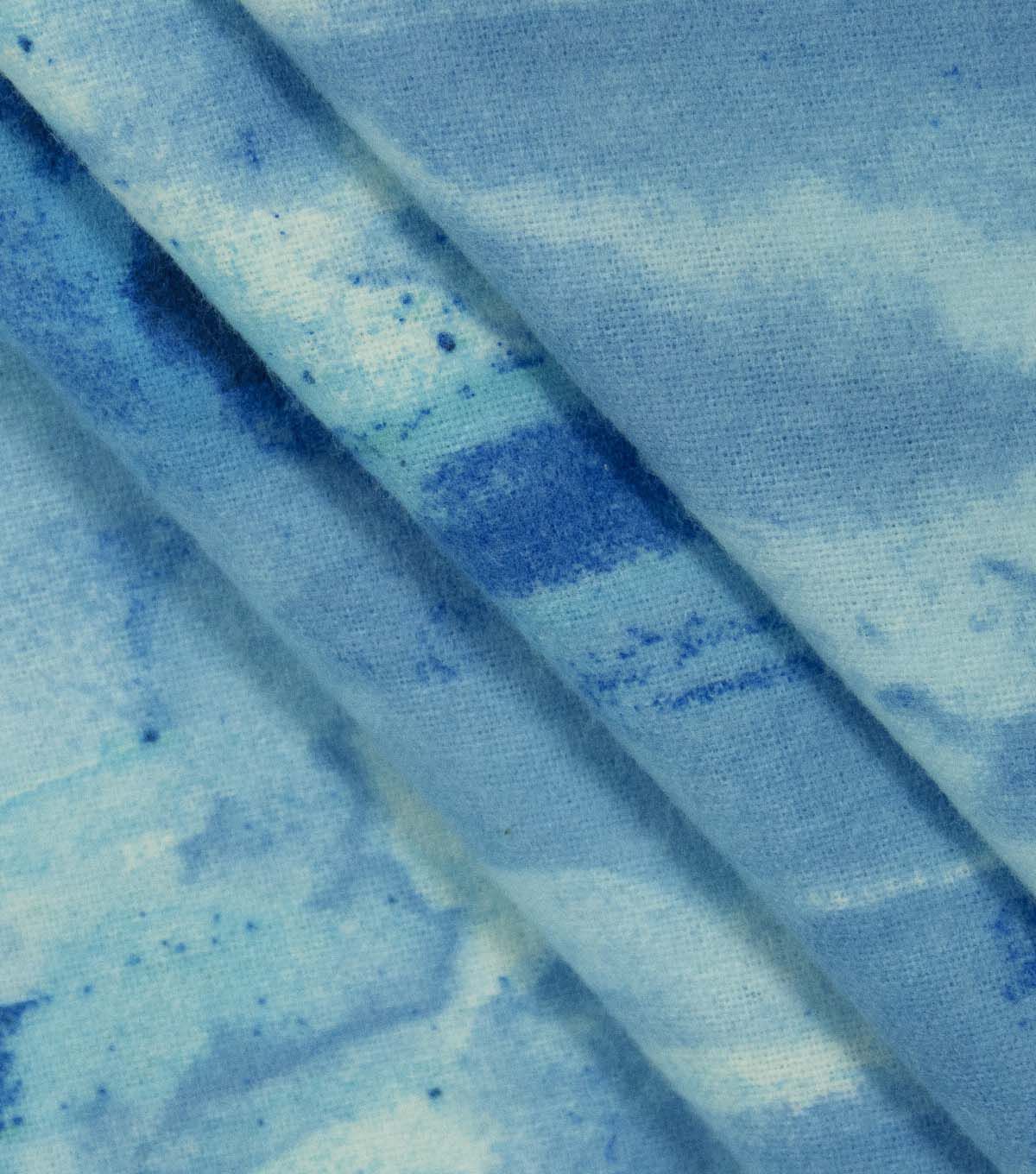 108 Wide Blue Watercolor Strokes Flannel Fabric - Image 3