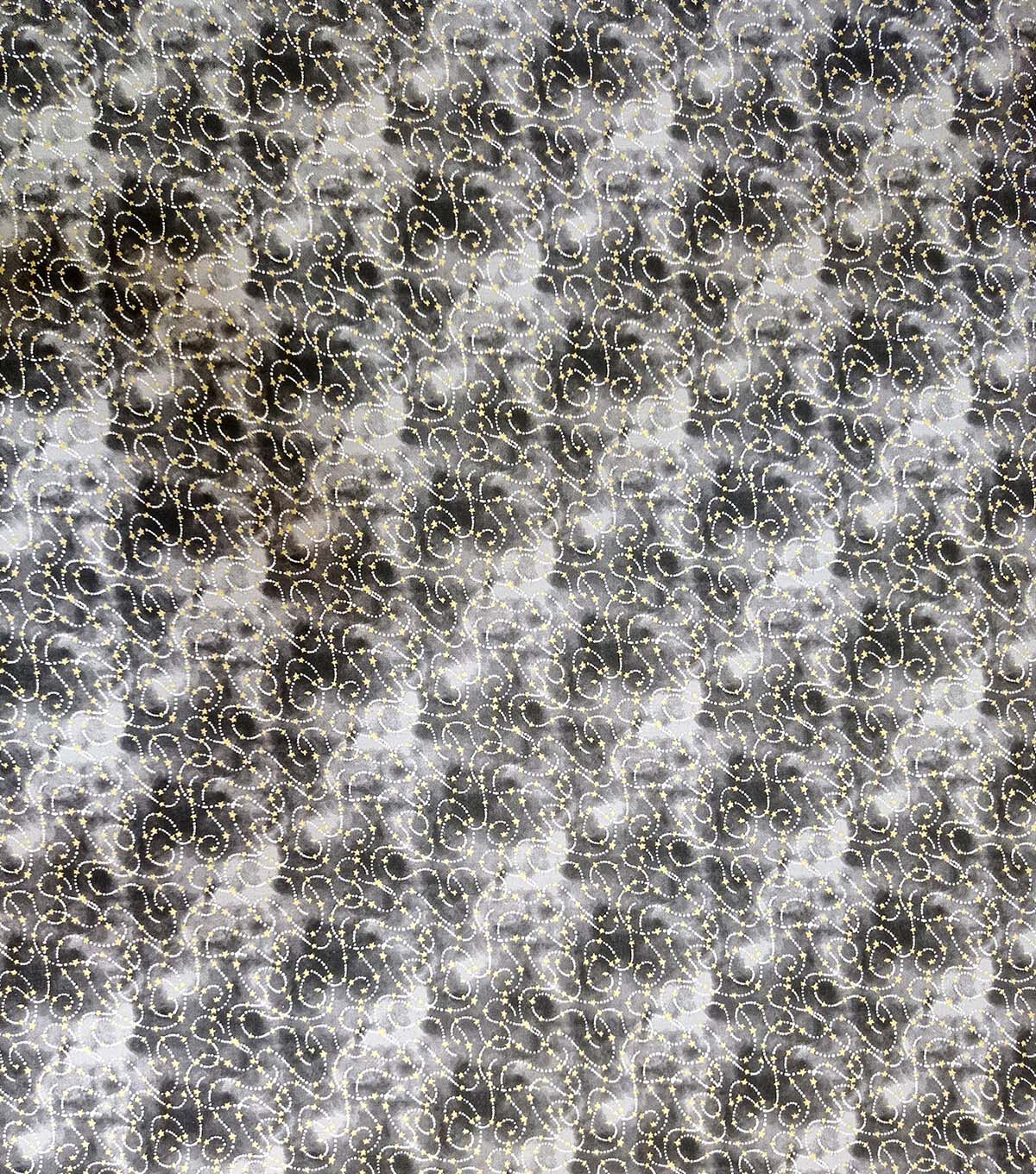 Dots Stars on Black Quilt Metallic Cotton Fabric by Keepsake Calico