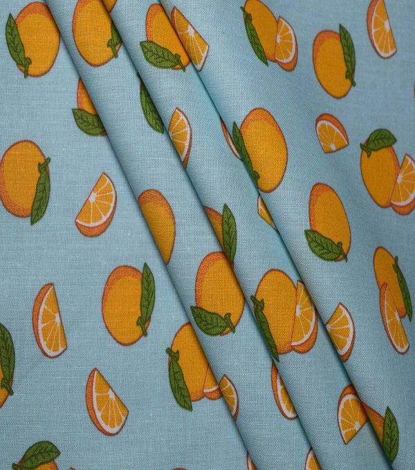 Oranges on Teal Cotton Fabric by Quilter s Showcase - Image 3