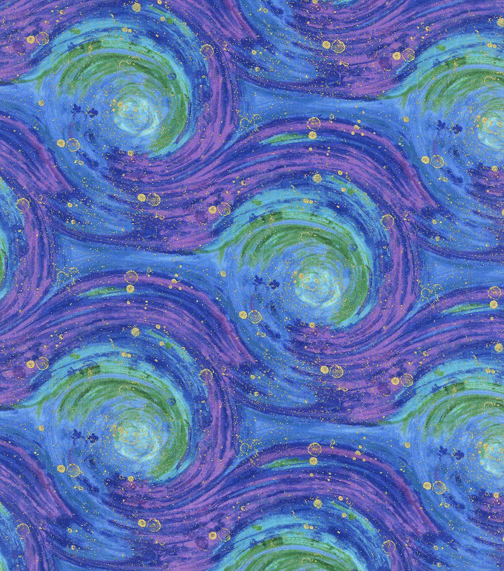 Hi Fashion Blue Purple Blender Premium Metallic Cotton Fabric