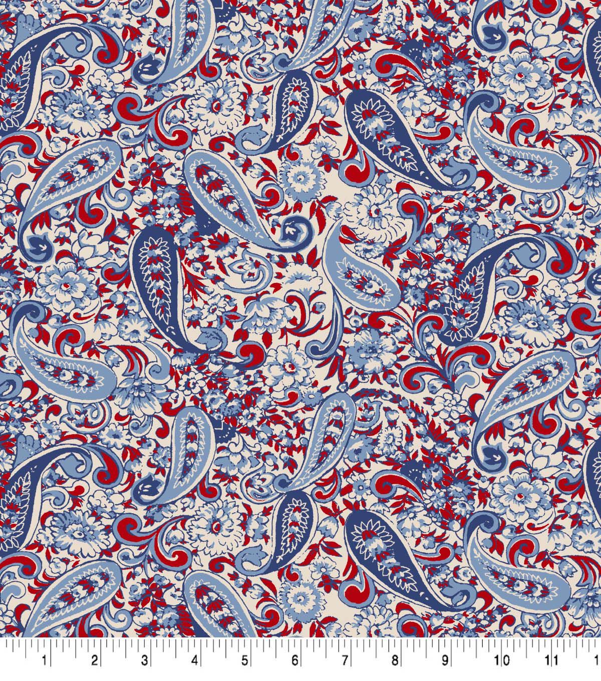 Springs Creative Blue Red Paisley Cotton Fabric by Keepsake Calico - Image 2