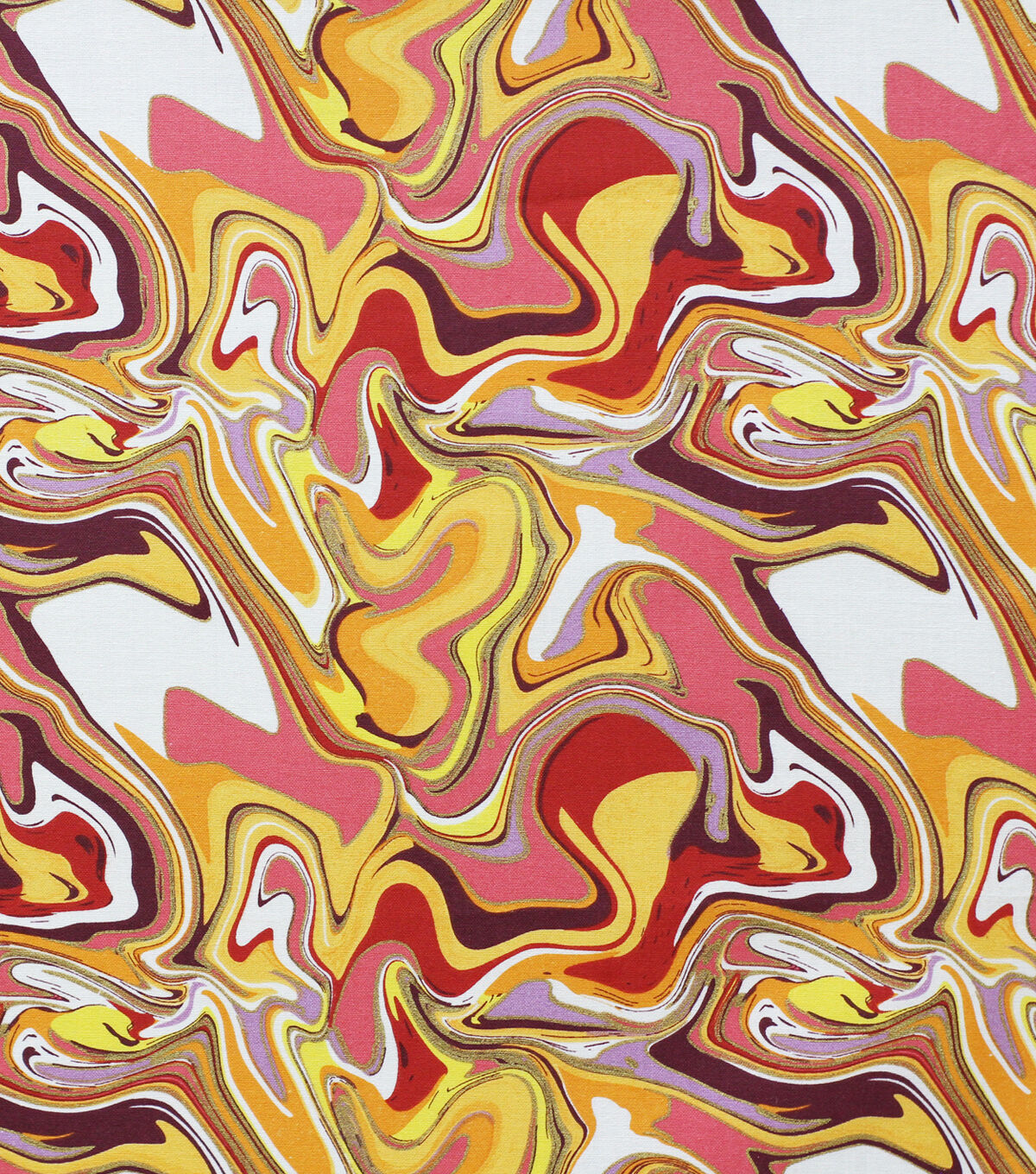 70s Pink Yellow Marble Quilt Metallic Cotton Fabric by Keepsake Calico