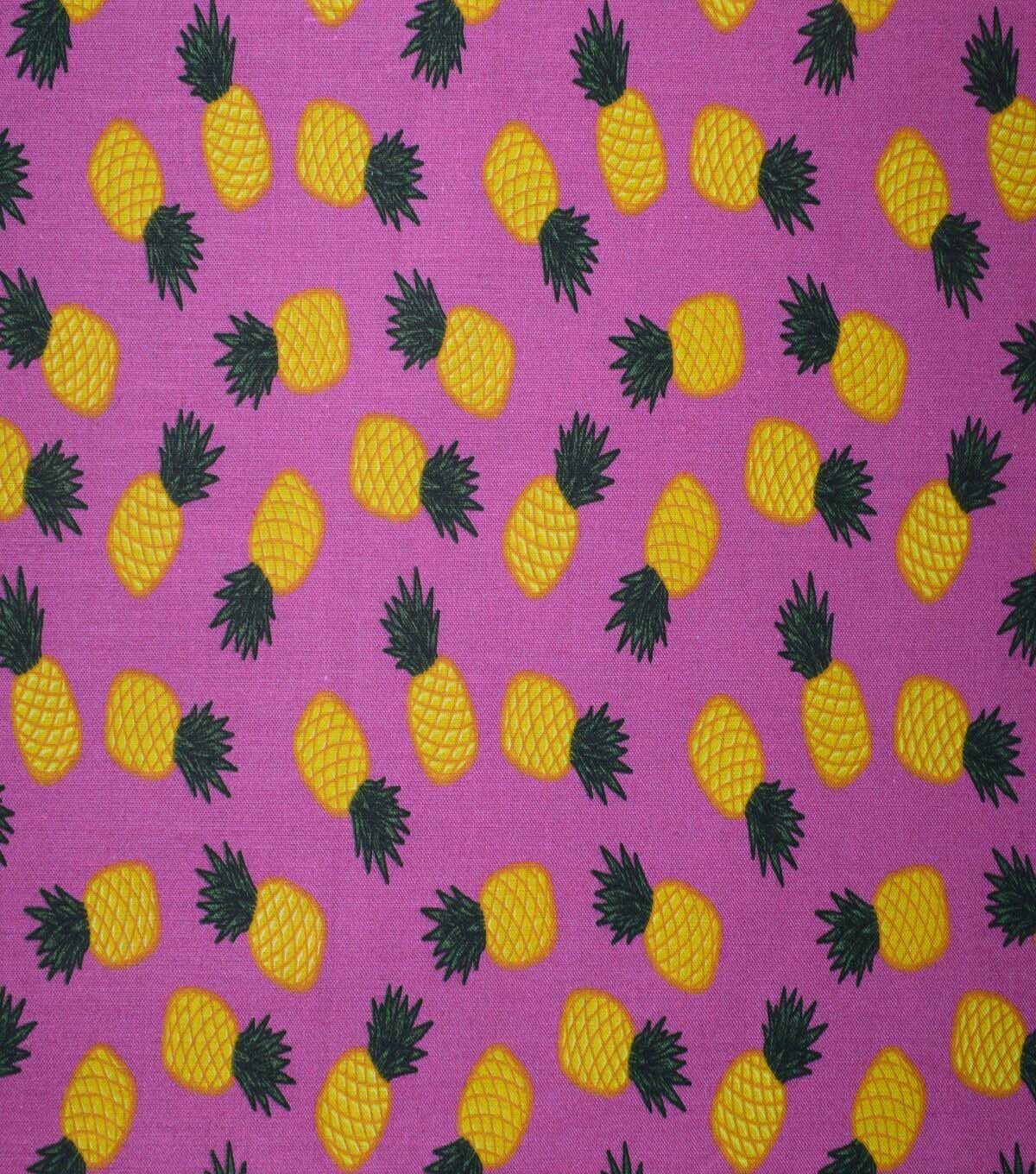 Pineapples on Pink Cotton Fabric by Quilter s Showcase