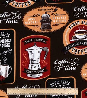 18 x 20 Morning Coffee Novelty Cotton Fabric Quarter 1pc - Image 3