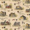 Fabric Traditions Chickens On Farm Tan Novelty Cotton Fabric