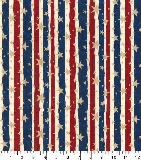 Fabric Traditions Multi Stripes And Stars Patriotic Cotton Fabric - Image 2