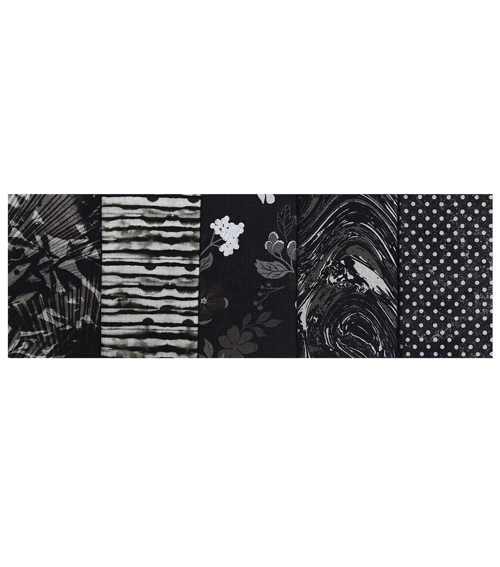 18 x 21 Black Blender 1 Cotton Fabric Quarters 5ct by Keepsake Calico - Image 2