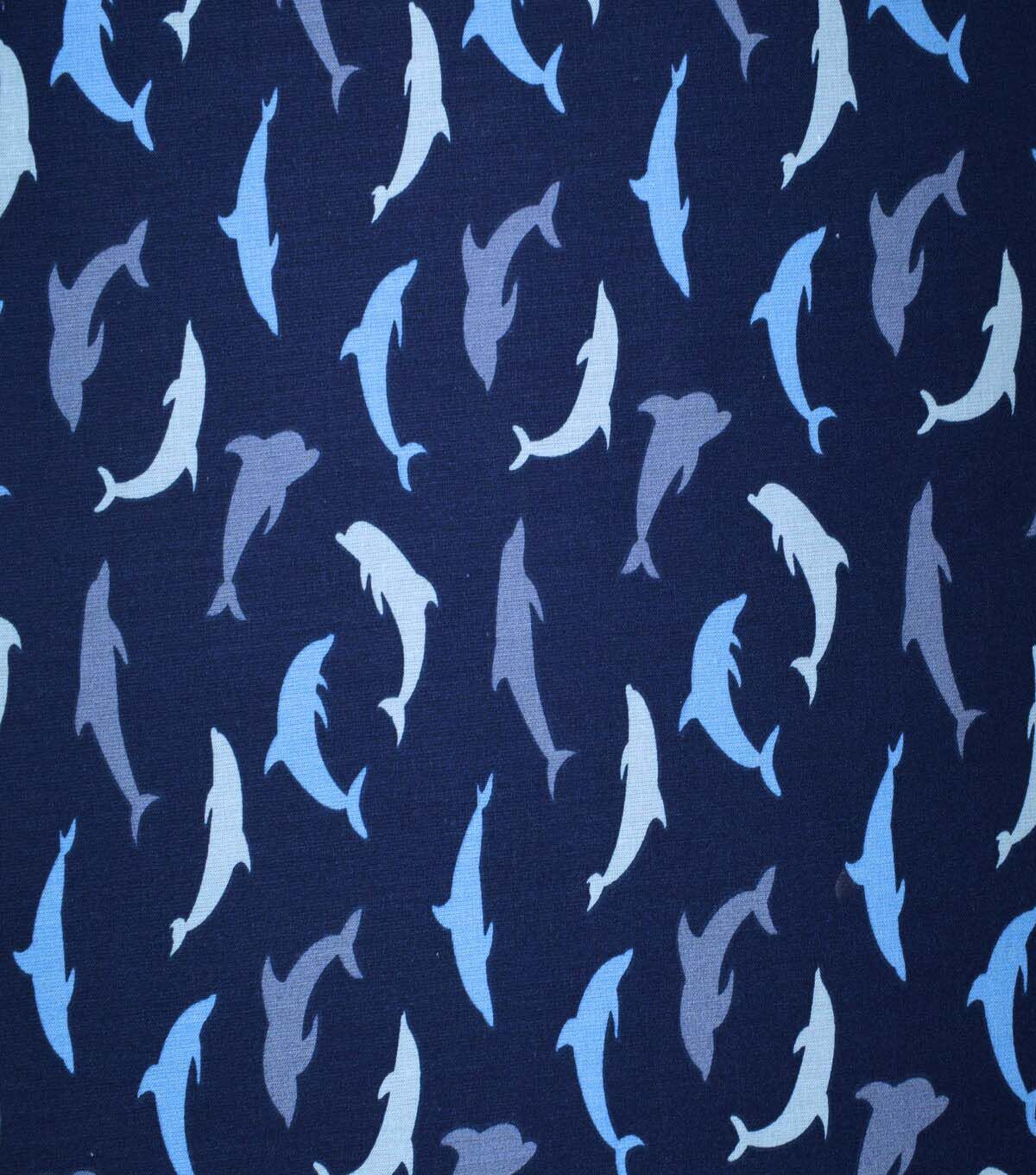 Underwater Dolphins on Blue Cotton Fabric by Quilter s Showcase