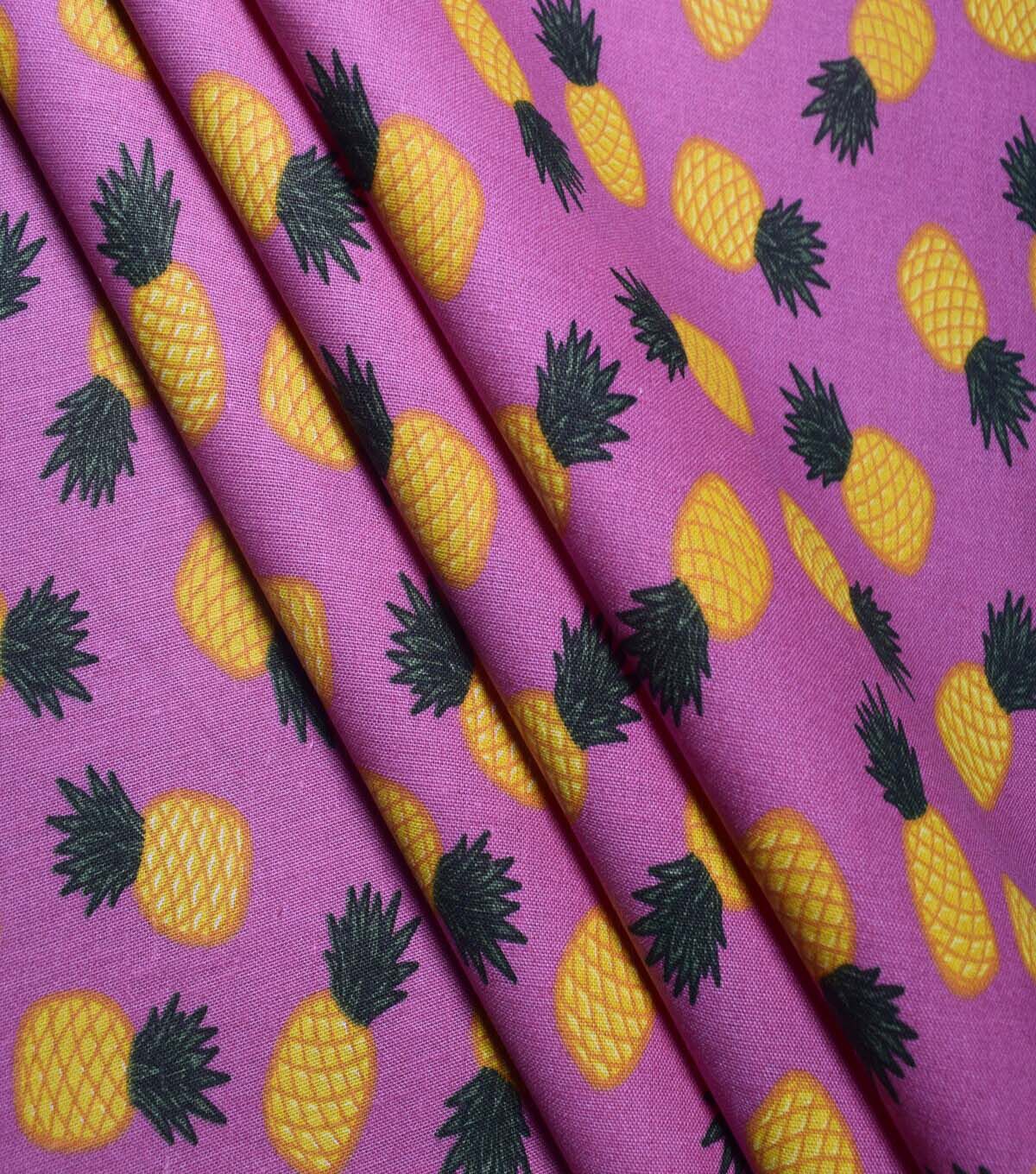 Pineapples on Pink Cotton Fabric by Quilter s Showcase - Image 3