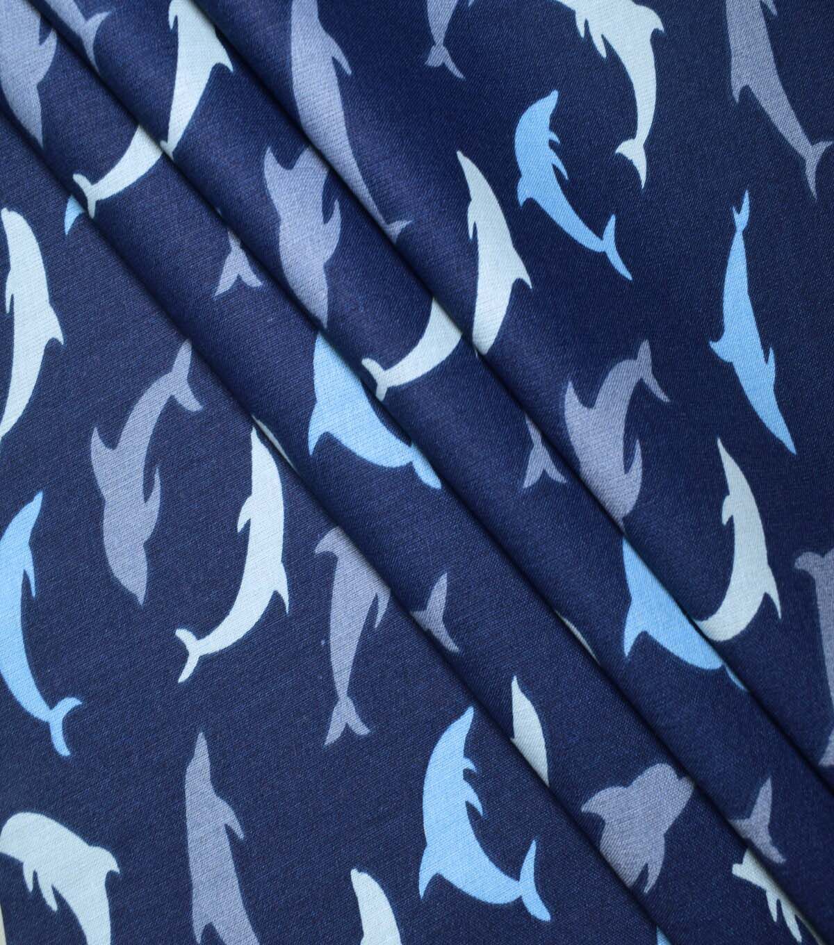 Underwater Dolphins on Blue Cotton Fabric by Quilter s Showcase - Image 3