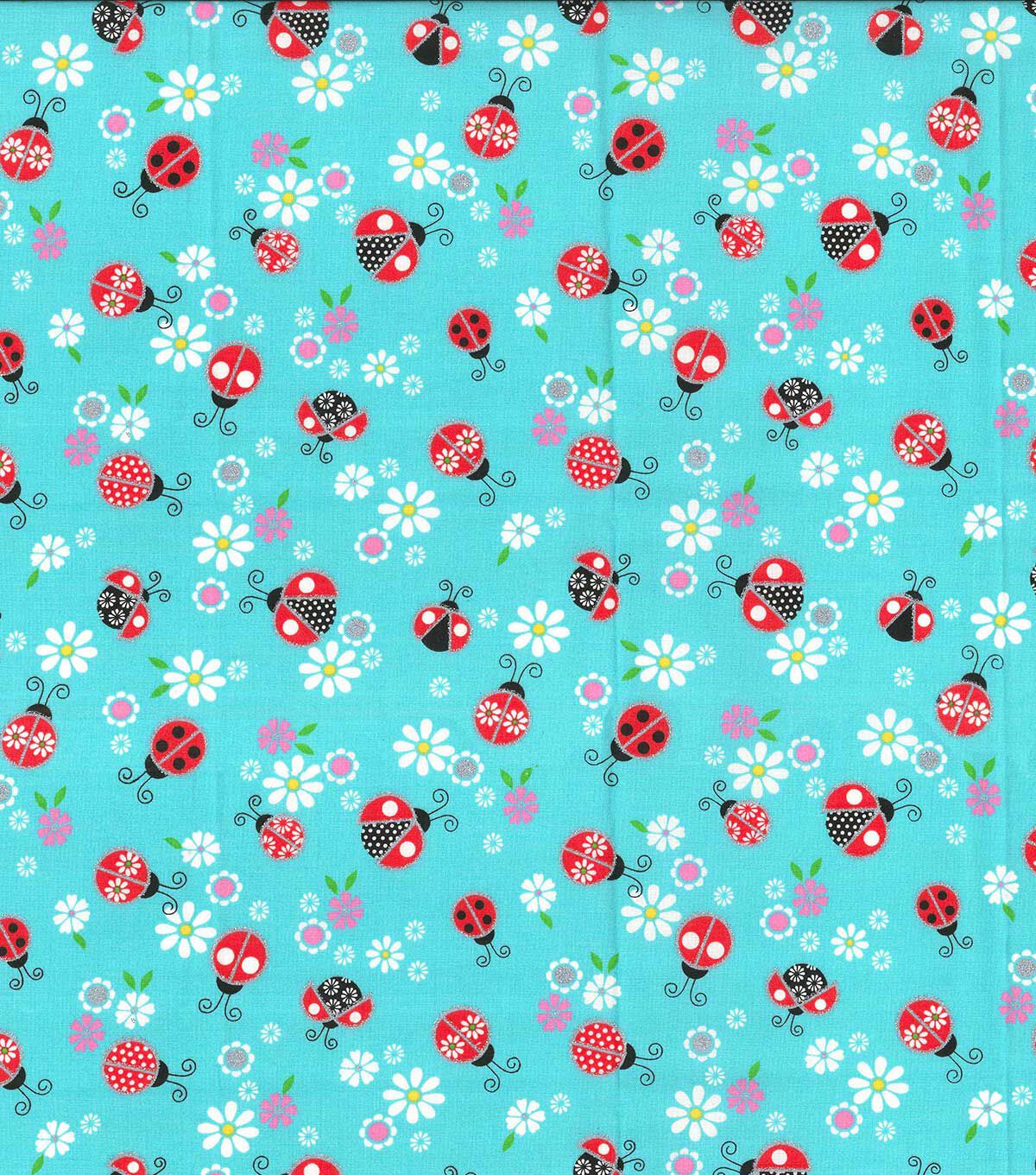 Fabric Traditions Lady Bug Novelty Metallic Cotton Fabric