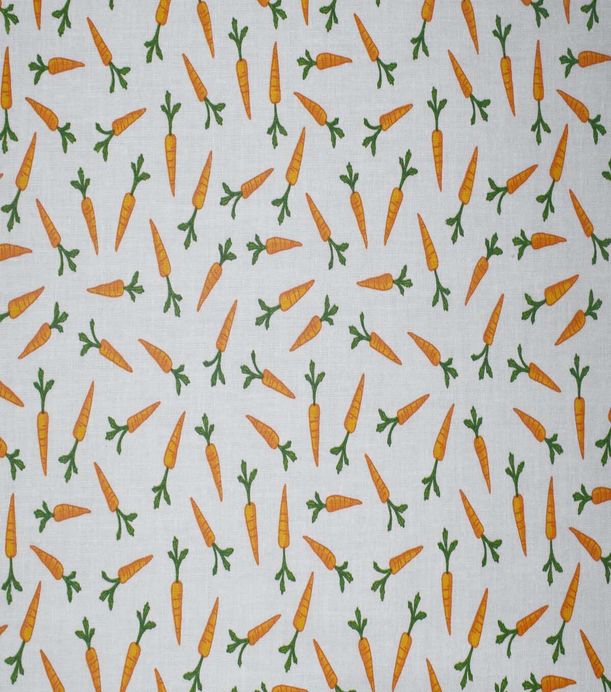 Garden Carrots on White Cotton Fabric by Quilter s Showcase