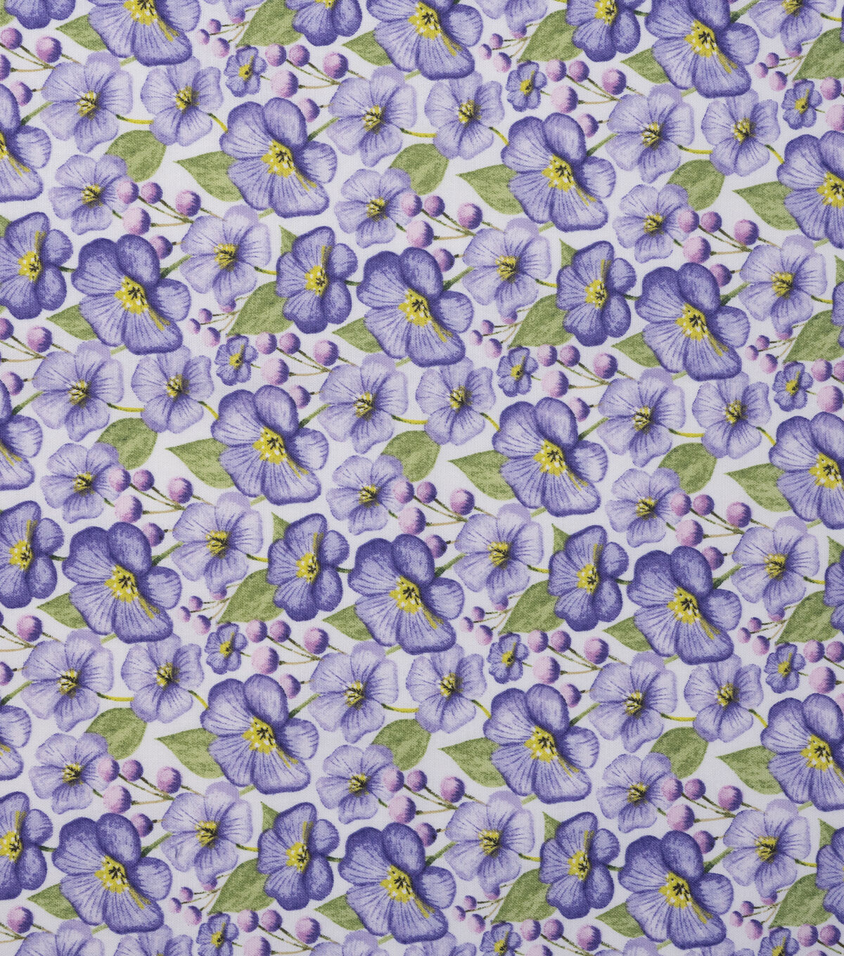 Purple Blooms Leaves Cotton Fabric by Keepsake Calico