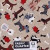 18 x 21 Dogs on Gray Novelty Cotton Fabric Quarter 1pc