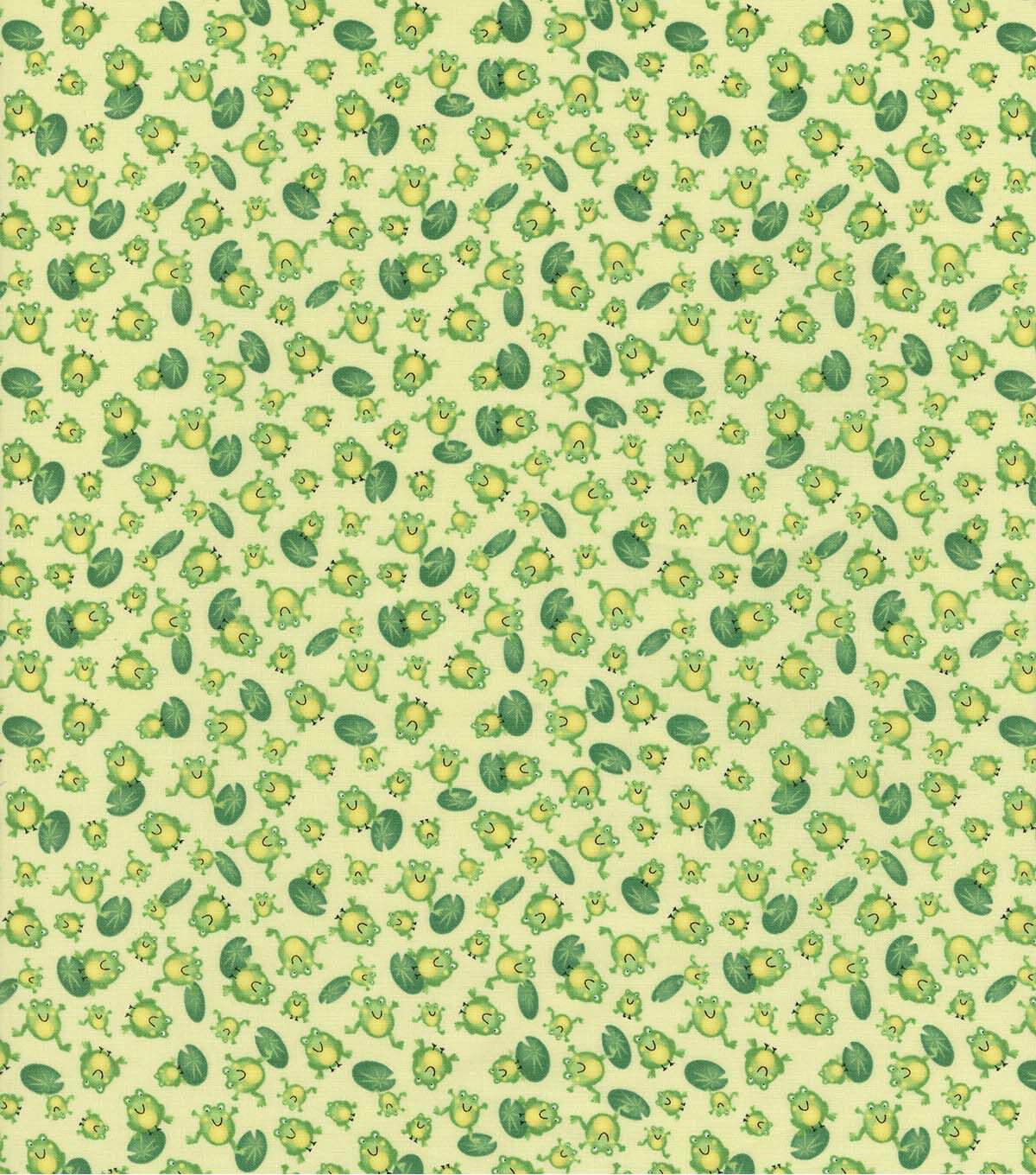 Hi Fashion Frogs Lily Pads on Yellow Novelty Cotton Fabric