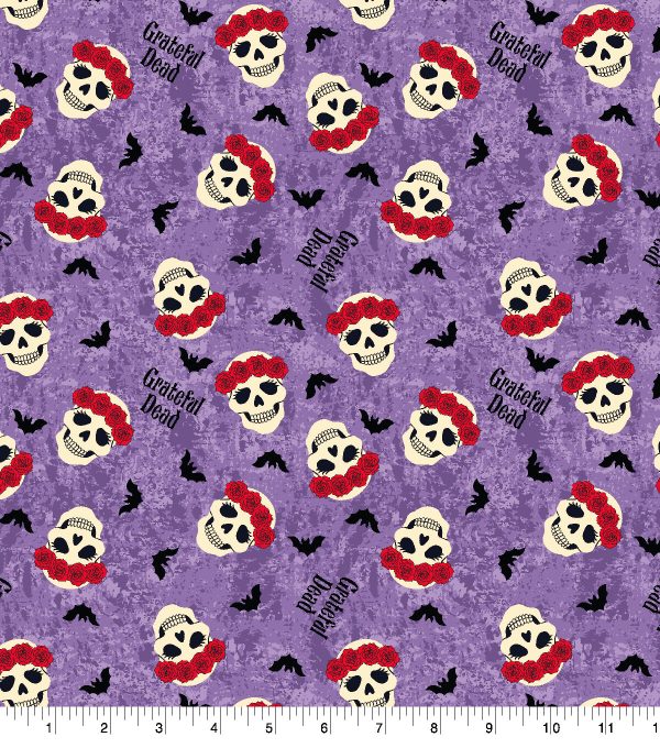 Grateful Dead Halloween Rose Skull Cotton Fabric