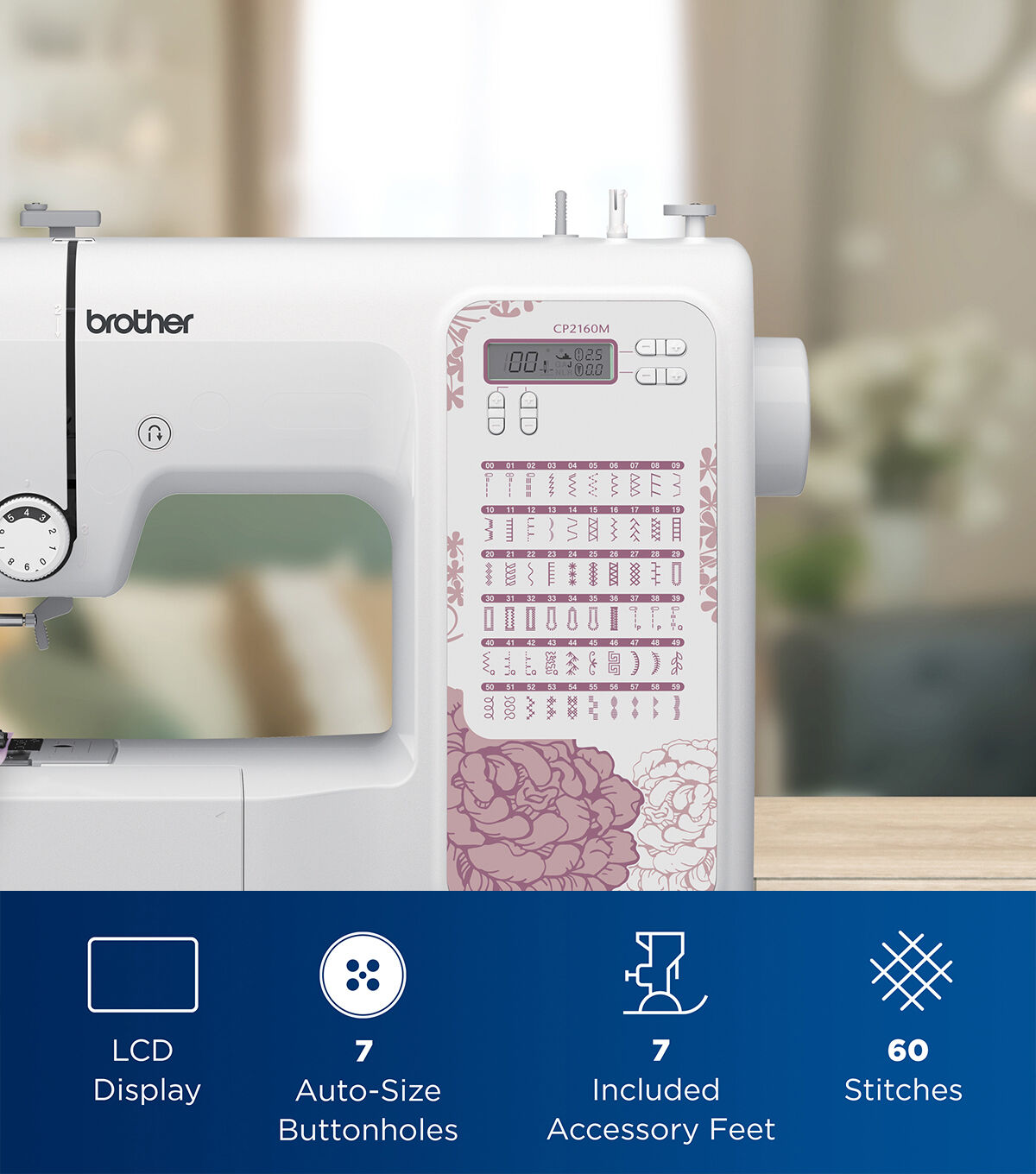 Brother CP2160M Light Mauve Floral Computerized Sewing Machine - Image 5