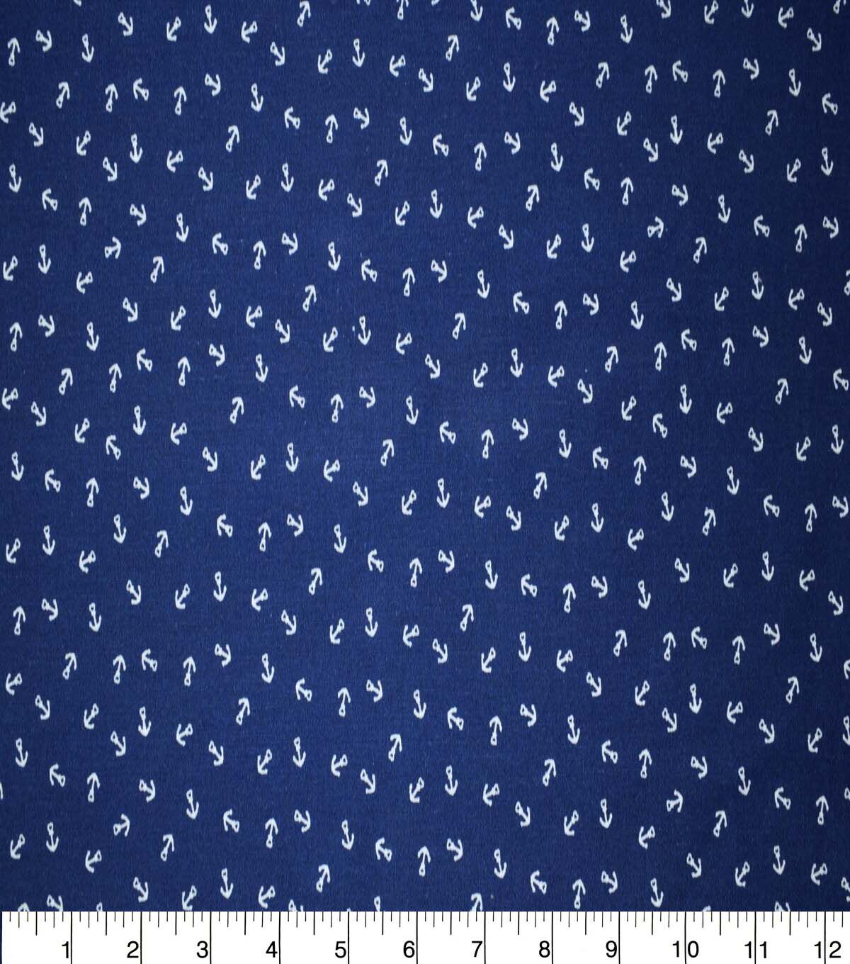Nautical Anchors on Blue Cotton Fabric by Quilter s Showcase - Image 2