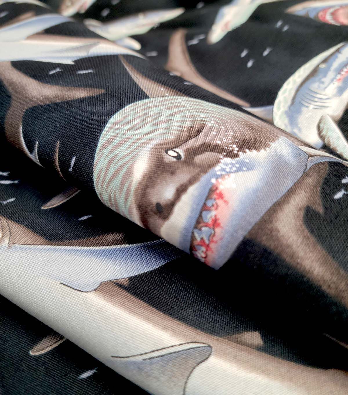 Alexander Henry Sharks on Black Premium Cotton Fabric - Image 3