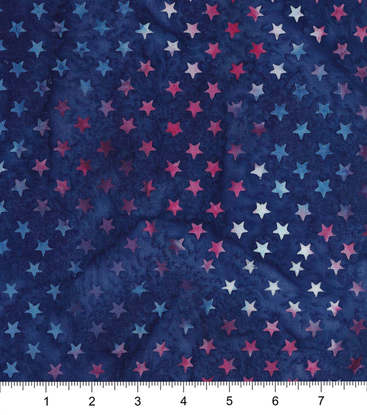 Stars on Navy Patriotic Batik Cotton Fabric - Image 2