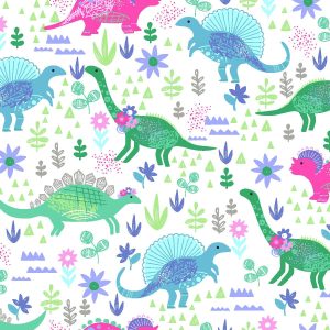 Girl Dino Super Snuggle Flannel Fabric