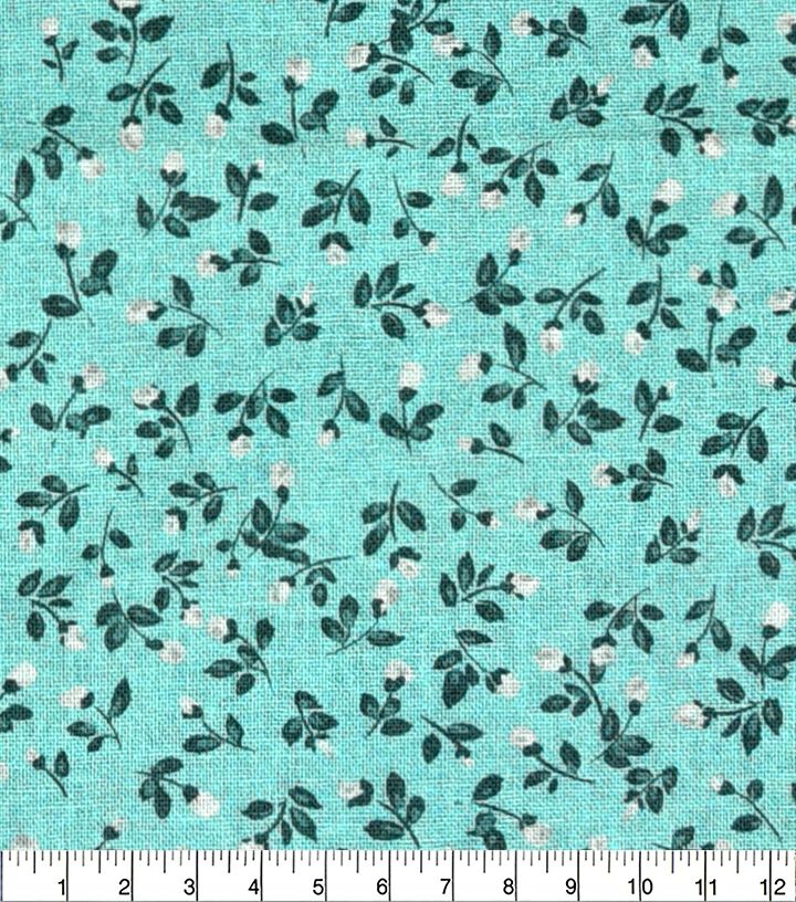 18 x 21 Floral on Teal Cotton Fabric Quarter by Keepsake Calico - Image 3