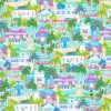 Fabric Traditions Blue   Green Palm Beach Scene Novelty Cotton Fabric
