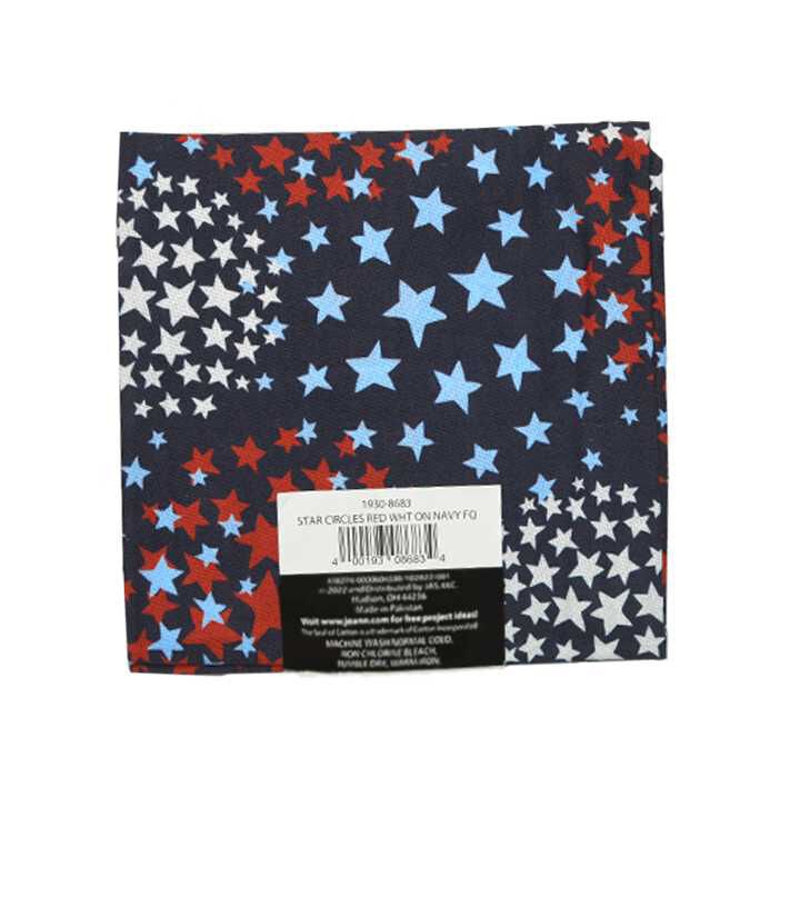 Star Circles Red White On Navy Cotton Fabric Quarter - Image 2