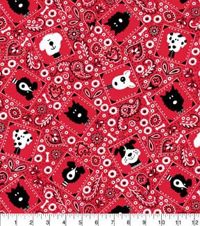 Fabric Traditions Red Dog Bandana Novelty Cotton Fabric - Image 2