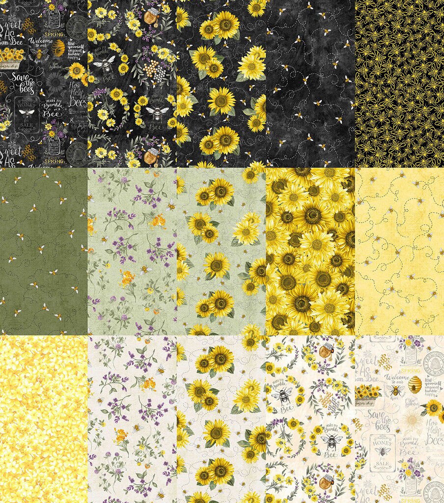 10 x 10Hi Fashion Batik Bees on White Cotton Fabric Squares 42pc - Image 3