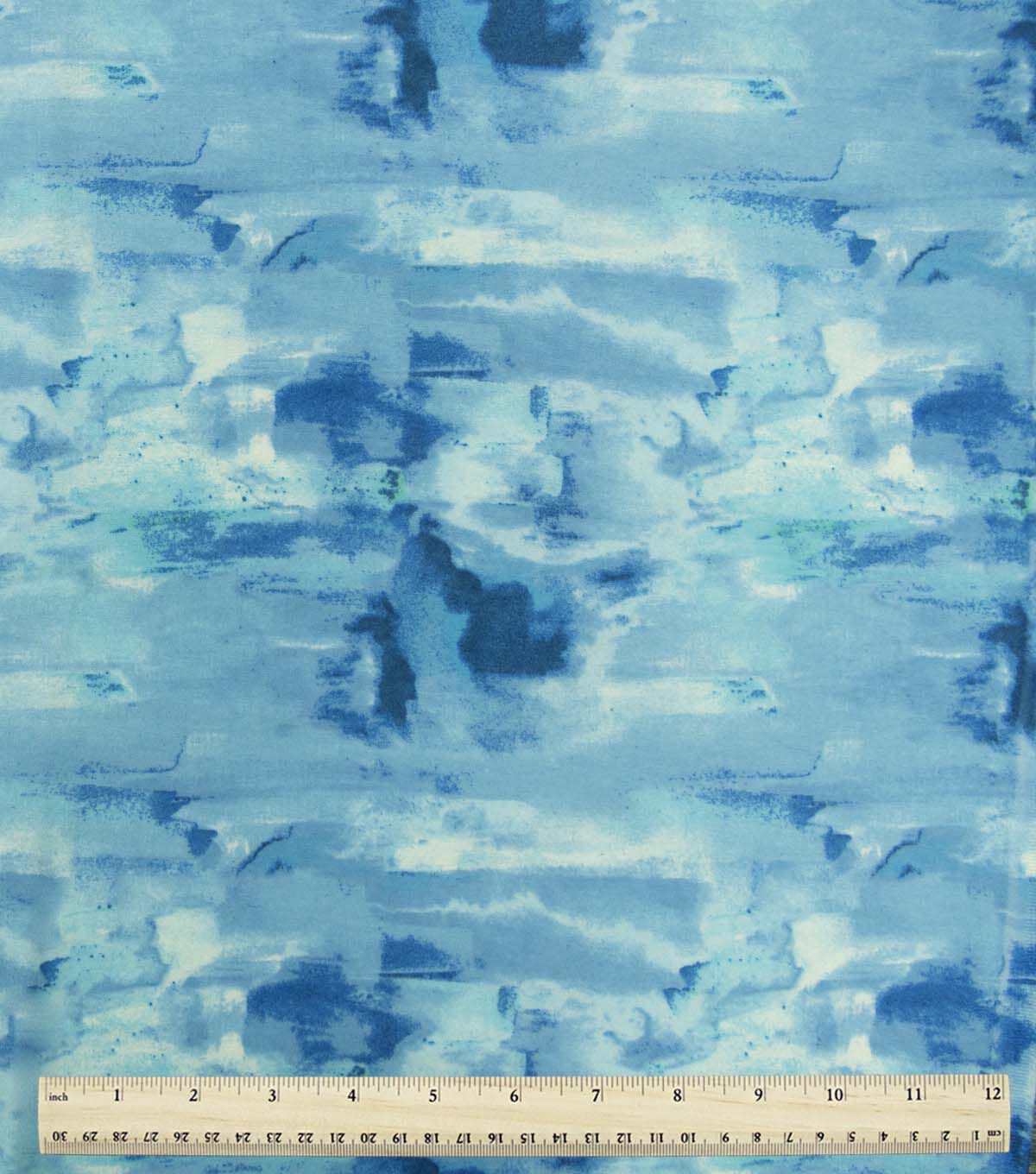 108 Wide Blue Watercolor Strokes Flannel Fabric - Image 2