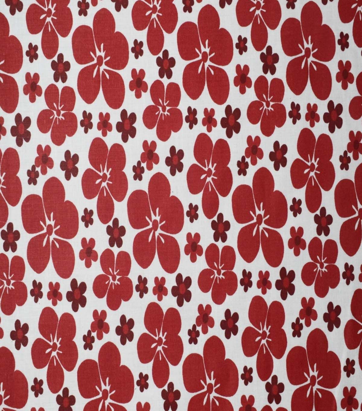 Hibiscus on White Cotton Fabric by Quilter s Showcase