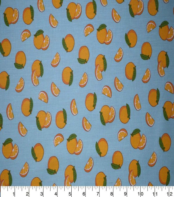 Oranges on Teal Cotton Fabric by Quilter s Showcase - Image 2