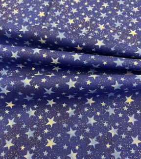 Fabric Traditions Ombre Stars on Blue Patriotic Glitter Cotton Fabric - Image 3