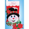 Design Works 18 Poinsettia Snowman Felt Stocking Embroidery Kit
