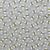 Tossed Bees On Gray Novelty Cotton Fabric