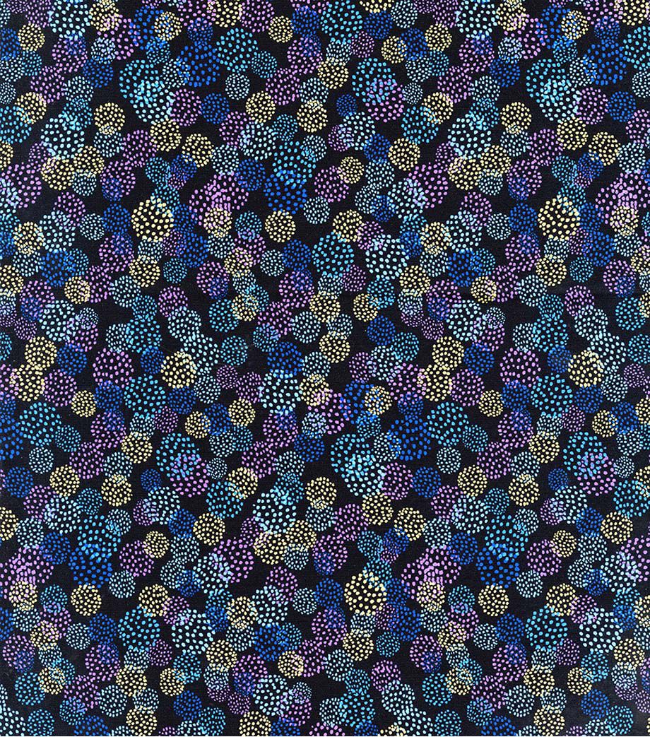 Hi Fashion Blue Floral Dots Premium Metallic Cotton Fabric