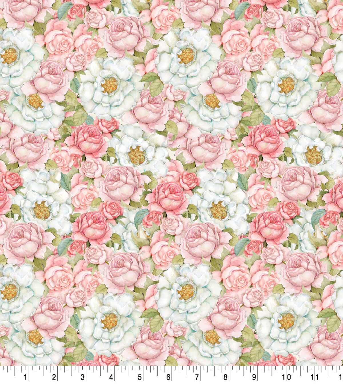 Susan Winget White Camellias Pink Roses Premium Cotton Fabric - Image 2