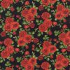 Hi Fashion Rose Bouquets on Black Premium Cotton Fabric