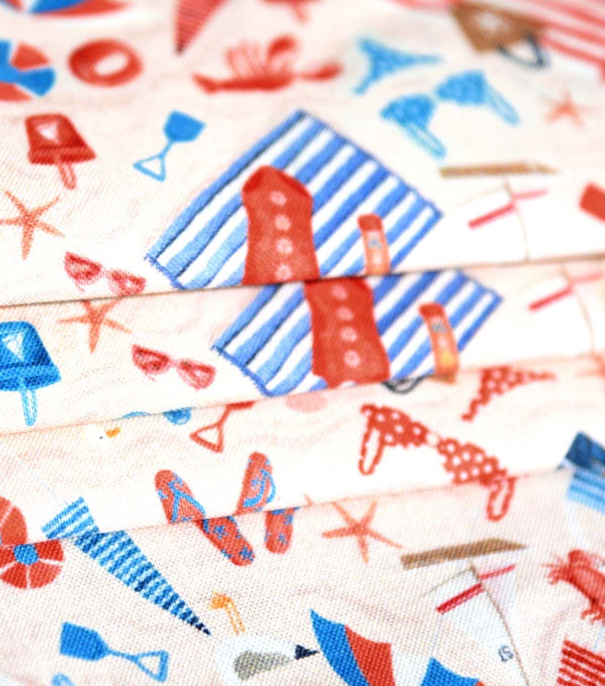 Americana Beach on White Novelty Cotton Fabric - Image 3