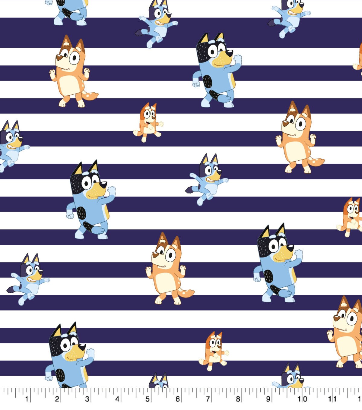 Bluey Family White Stripe Dance Cotton Fabric - Image 2
