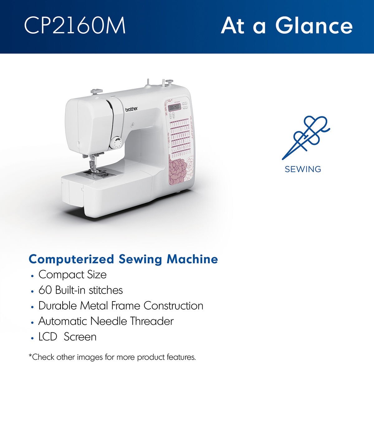 Brother CP2160M Light Mauve Floral Computerized Sewing Machine - Image 4