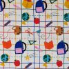 Multicolor School Supplies On Plaid Novelty Cotton Fabric by POP!