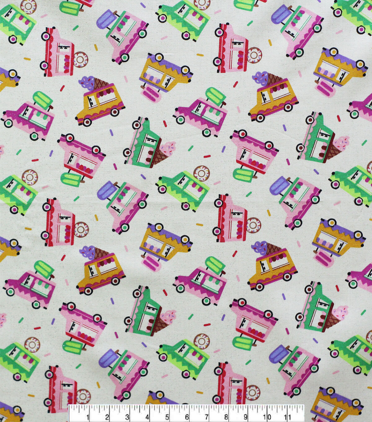Sweet Treat Food Trucks Novelty Glitter Cotton Fabric - Image 2