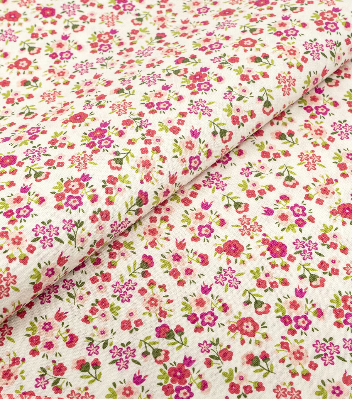 Singer Pink Flowers on White Quilt Cotton Fabric - Image 2