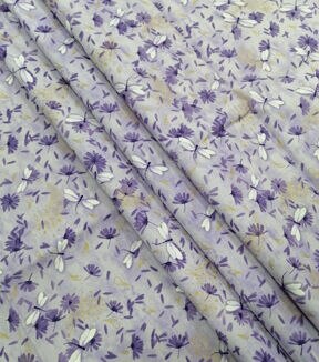 Purple Dragonfly Floral Quilt Metallic Cotton Fabric by Keepsake Calico - Image 3