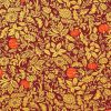 Fall Metallic Pumpkins   Vines on Burgundy Glitter Cotton Fabric