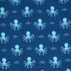 Blue Swimming Octopus Novelty Cotton Fabric by POP!